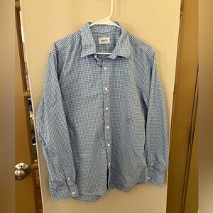 Hyden Yoo Men's XL Blue White Plaid Long‎ Sleeve Button Up Shirt